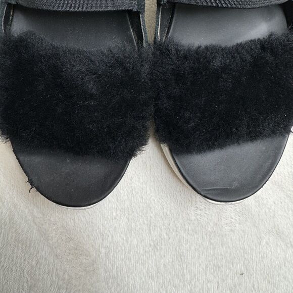 UGG Silverlake Sandals Sheepskin Black Logo Chunky Platform 7.5 - Picture 2 of 11